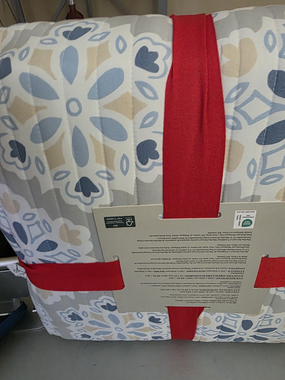 Martha Stewart Blue and Gray Quilted King Set with Neutral Accents - Picture 5 of 5